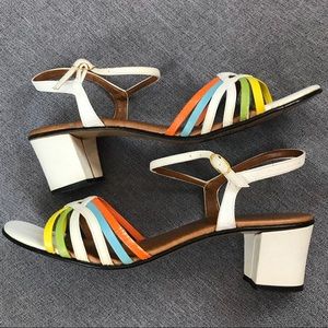 Vintage Candy Colored Mod White Chunky Sandals
